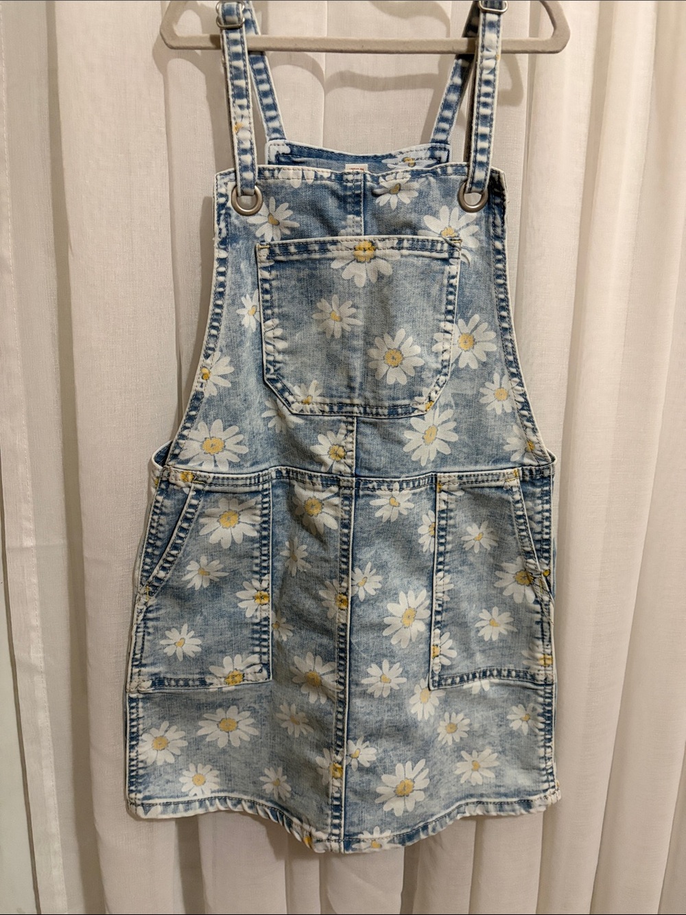 Cat & Jack Blue Daisy Denim Pinafore Dress